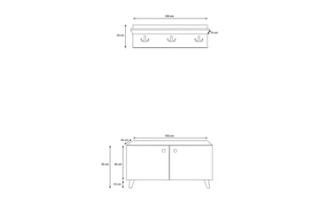 Hallmöbelset Miangal 80x80 cm - Natur/Vit - Möbler - Hallmöbler - Möbelset för hall & entre