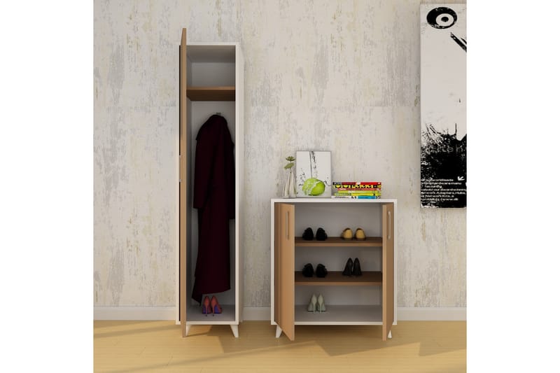Hallmöbelset Morels 180x120 cm - Natur/Vit - Möbler - Hallmöbler - Möbelset för hall & entre