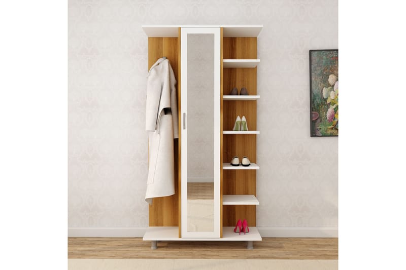 Hallmöbelset Nargta 180x100 cm - Natur/Vit - Möbler - Hallmöbler - Möbelset för hall & entre