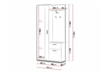 Hallmöbelset Rosehall 97x30 cm 195x - Brun - Möbler - Hallmöbler - Möbelset för hall & entre