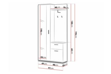 Hallmöbelset Rosehall 97x30 cm 195x - Svart - Möbler - Hallmöbler - Möbelset för hall & entre