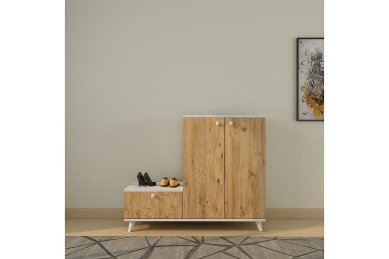 Hallmöbelset Talbaria 120x120 cm - Natur/Vit - Möbler - Hallmöbler - Möbelset för hall & entre