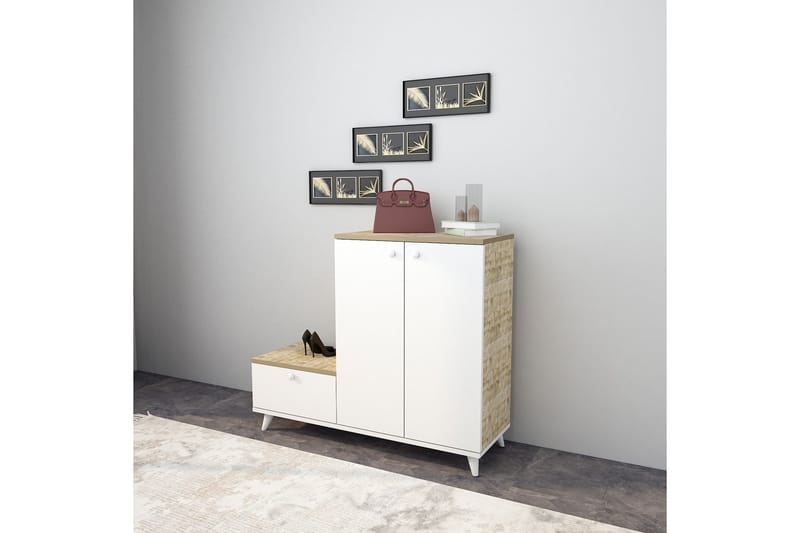Hallmöbelset Tasarima 120x120 cm - Natur/Vit - Möbler - Hallmöbler - Möbelset för hall & entre