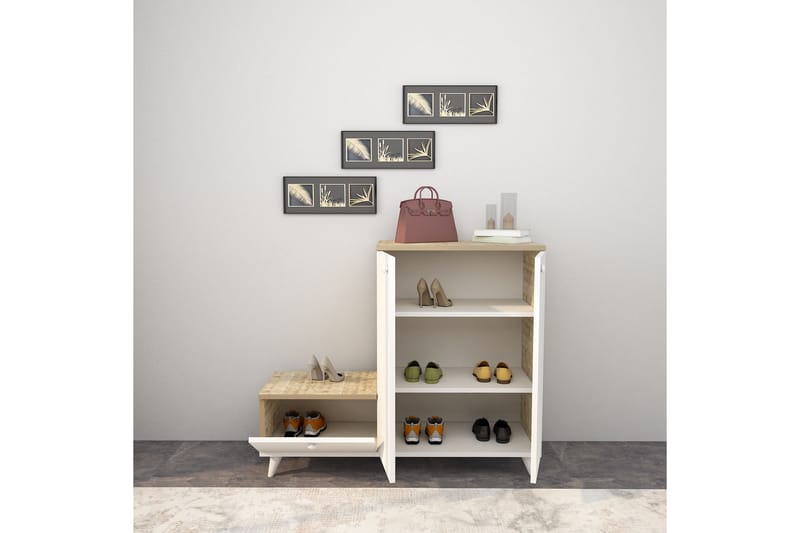Hallmöbelset Tasarima 120x120 cm - Natur/Vit - Möbler - Hallmöbler - Möbelset för hall & entre