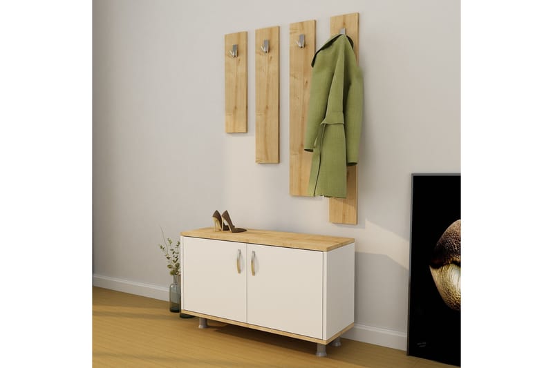 Hallmöbelset Tasarima 50x100 cm - Natur/Vit - Möbler - Hallmöbler - Möbelset för hall & entre
