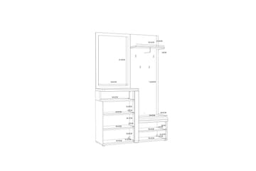 Hallmöbelset Terkirdag 44x129 cm - Vit/Brun - Möbler - Hallmöbler - Möbelset för hall & entre