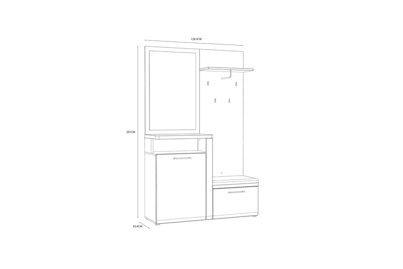 Hallmöbelset Terkirdag 44x129 cm - Vit/Brun - Möbelset för hall & entre