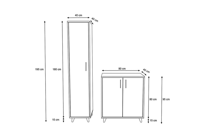 Hallmöbelset Timgad 195x40 cm - Natur/Vit - Möbler - Hallmöbler - Möbelset för hall & entre