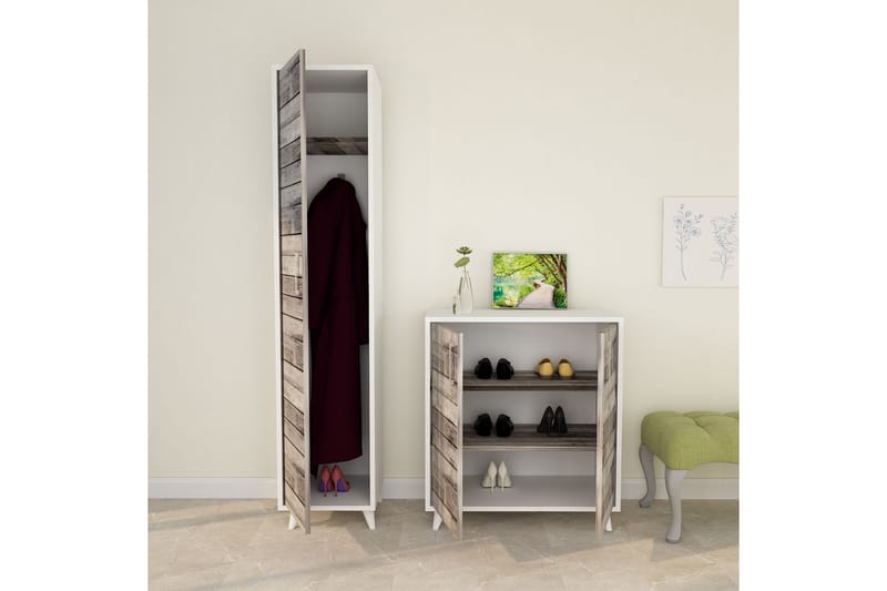 Hallmöbelset Timgad 195x40 cm - Natur/Vit - Möbler - Hallmöbler - Möbelset för hall & entre