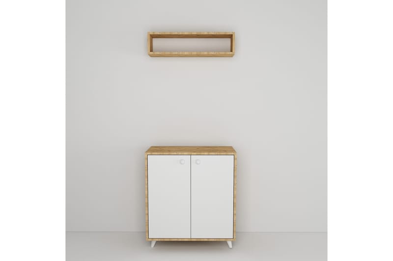 Hallmöbelset Tlaxaxo 80x80 cm - Natur/Vit - Möbler - Hallmöbler - Möbelset för hall & entre
