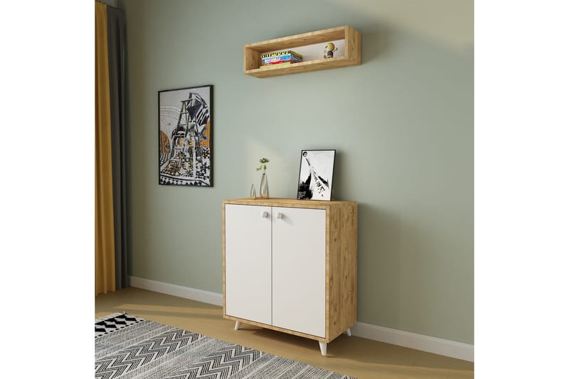 Hallmöbelset Tlaxaxo 80x80 cm - Natur/Vit - Möbler - Hallmöbler - Möbelset för hall & entre