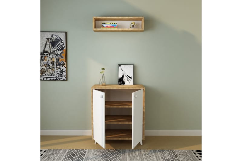 Hallmöbelset Tlaxaxo 80x80 cm - Natur/Vit - Möbler - Hallmöbler - Möbelset för hall & entre