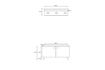 Hallmöbelset Trendel 55x100 cm - Natur/Vit - Möbler - Hallmöbler - Möbelset för hall & entre