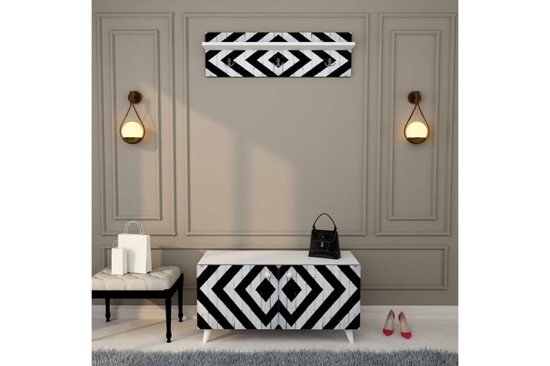 Hallmöbelset Trendel 55x100 cm - Natur/Vit - Möbler - Hallmöbler - Möbelset för hall & entre