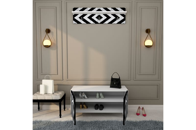 Hallmöbelset Trendel 55x100 cm - Natur/Vit - Möbler - Hallmöbler - Möbelset för hall & entre