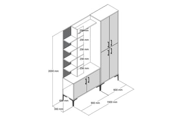Hallmöbelset Viyana 150 cm - Mörkbrun - Möbler - Hallmöbler - Möbelset för hall & entre