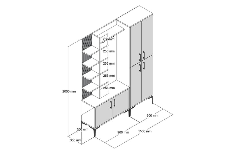 Hallmöbelset Viyana 150 cm - Mörkbrun - Möbler - Hallmöbler - Möbelset för hall & entre