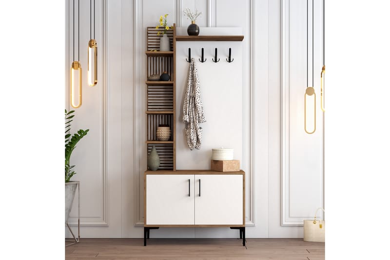 Hallmöbelset Viyana 90 cm - Mörkbrun/Vit - Möbler - Hallmöbler - Möbelset för hall & entre