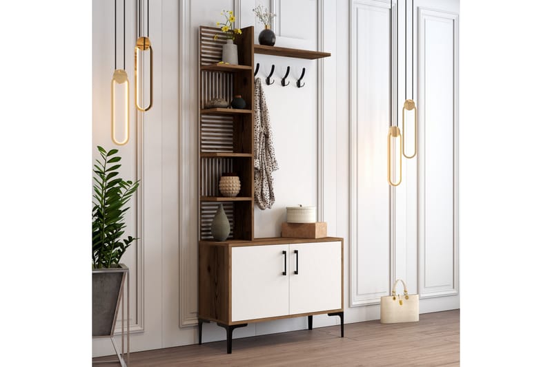 Hallmöbelset Viyana 90 cm - Mörkbrun/Vit - Möbler - Hallmöbler - Möbelset för hall & entre