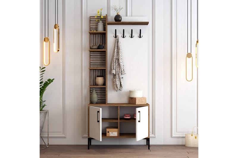 Hallmöbelset Viyana 90 cm - Mörkbrun/Vit - Möbler - Hallmöbler - Möbelset för hall & entre