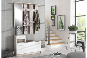 Hallmöbelset Waterlii 98x180 cm - Beige/Brun/Vit - Möbler - Hallmöbler - Möbelset för hall & entre