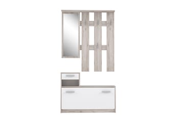 Hallmöbelset Waterlii 98x180 cm - Beige/Brun/Vit - Möbler - Hallmöbler - Möbelset för hall & entre