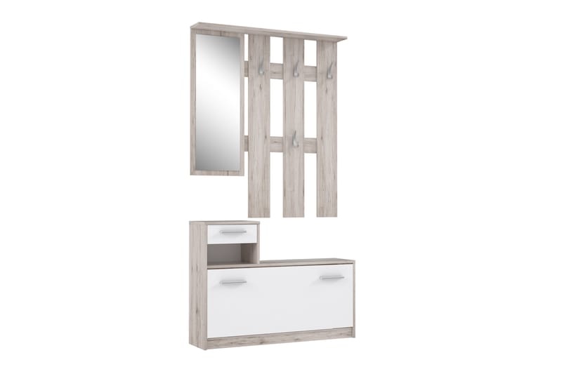 Hallmöbelset Waterlii 98x180 cm - Beige/Brun/Vit - Möbler - Hallmöbler - Möbelset för hall & entre