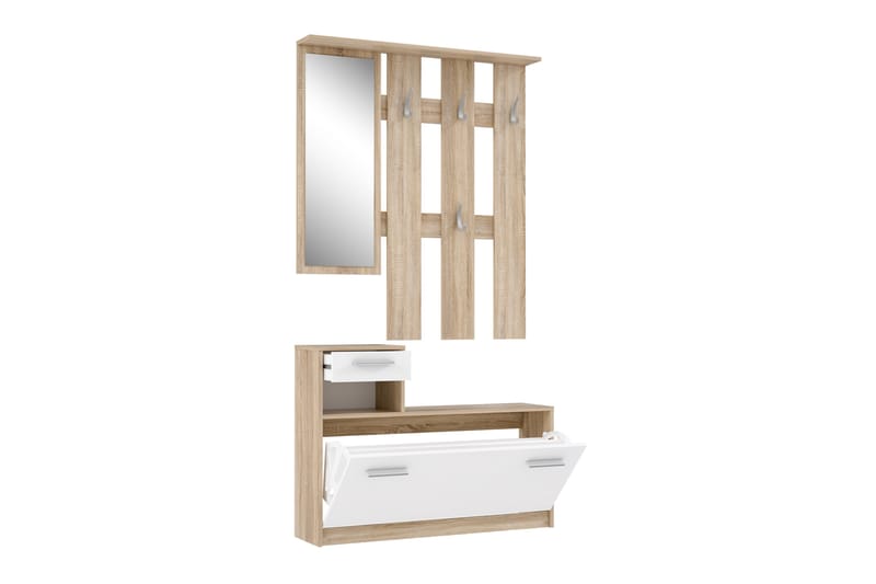 Hallmöbelset Waterlii 98x180 cm - Beige/Vit - Möbler - Hallmöbler - Möbelset för hall & entre