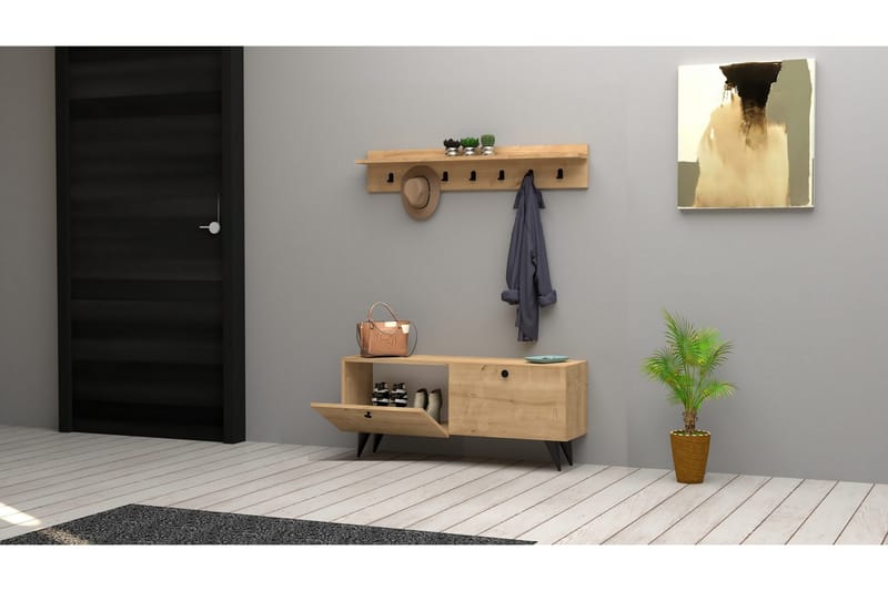 Hallmöbelset Peckeldon 35x113 cm - Natur - Möbler - Hallmöbler - Möbelset för hall & entre