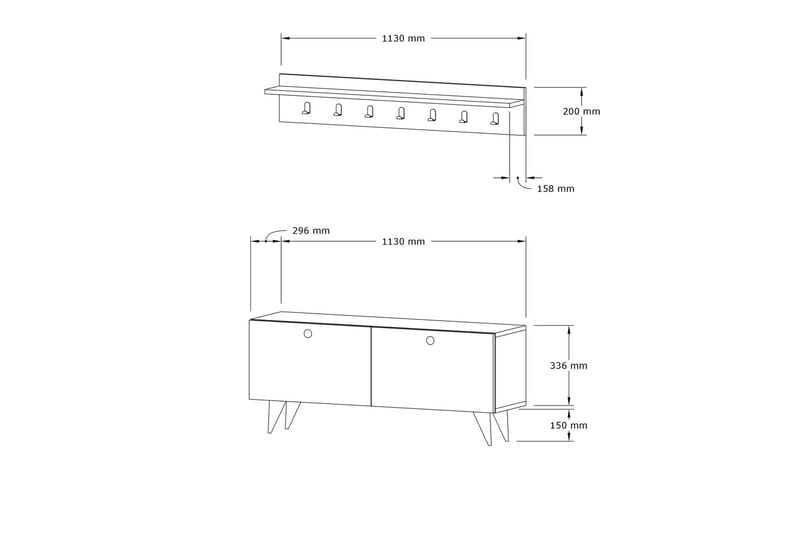 Hallmöbelset Peckeldon 35x113 cm - Natur - Möbler - Hallmöbler - Möbelset för hall & entre
