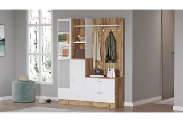 Hialeh Hallmöbelset 37x140 cm - Natur/Vit - Möbler - Hallmöbler - Möbelset för hall & entre