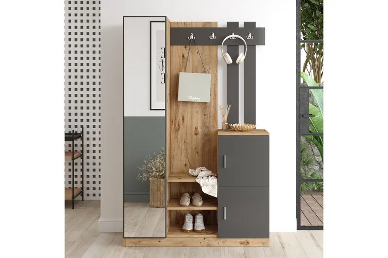 Hialeh Hallmöbelset 38x114 cm - Natur/Antracit - Möbler - Hallmöbler - Möbelset för hall & entre