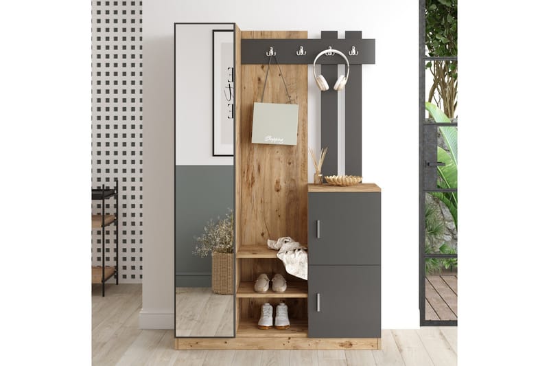 Hialeh Hallmöbelset 38x114 cm - Natur/Antracit - Möbler - Hallmöbler - Möbelset för hall & entre