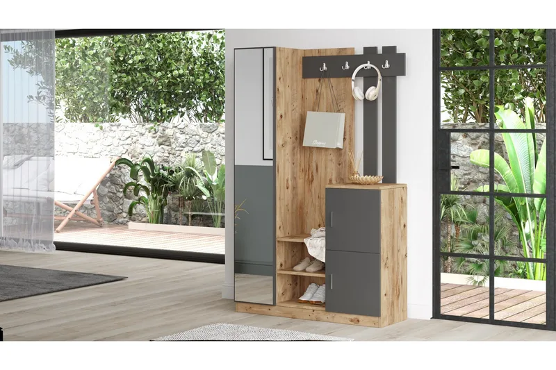 Hialeh Hallmöbelset 38x114 cm - Natur/Antracit - Möbler - Hallmöbler - Möbelset för hall & entre