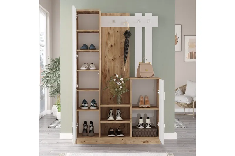 Hialeh Hallmöbelset 38x114 cm - Natur/Vit - Möbler - Hallmöbler - Möbelset för hall & entre