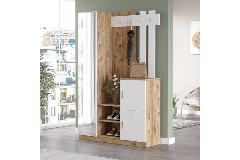 Hialeh Hallmöbelset 38x114 cm - Natur/Vit - Möbler - Hallmöbler - Möbelset för hall & entre