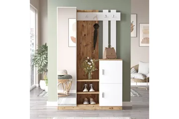 Hialeh Hallmöbelset 38x114 cm - Natur/Vit - Möbler - Hallmöbler - Möbelset för hall & entre