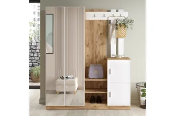 Hialeh Hallmöbelset 38x147 cm - Natur/Vit - Möbler - Hallmöbler - Möbelset för hall & entre