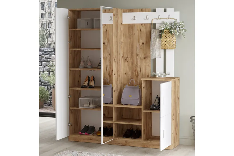 Hialeh Hallmöbelset 38x147 cm - Natur/Vit - Möbler - Hallmöbler - Möbelset för hall & entre