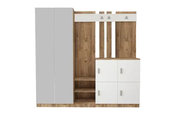 Hialeh Hallmöbelset 38x187 cm - Natur/Vit - Möbler - Hallmöbler - Möbelset för hall & entre