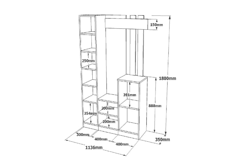 Hialeh Hallmöbelset - Vit - Möbler - Hallmöbler - Möbelset för hall & entre