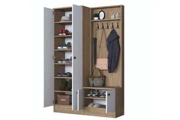 Hooda Hallmöbelset Brun/Vit - Hanah Home - Möbler - Hallmöbler - Möbelset för hall & entre