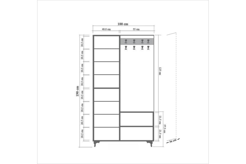 Klädförvaring Gillberga 100 cm - Brun - Möbelset för hall & entre