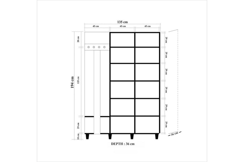 Klädförvaring Gillberga 135 cm - Brun/Flerfärgad - Möbelset för hall & entre