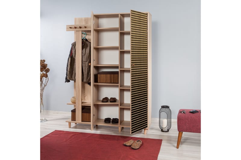 Klädförvaring Gillberga 135 cm - Brun/Flerfärgad - Möbler - Hallmöbler - Möbelset för hall & entre