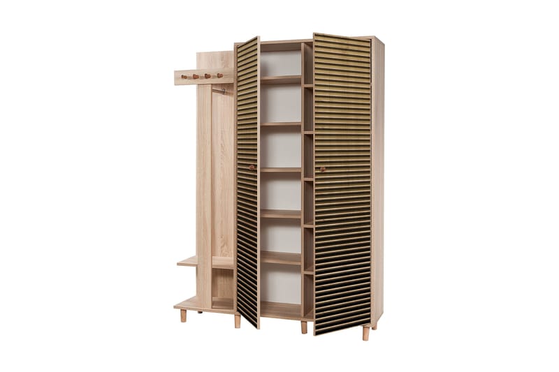 Klädförvaring Gillberga 135 cm - Brun/Flerfärgad - Möbler - Hallmöbler - Möbelset för hall & entre