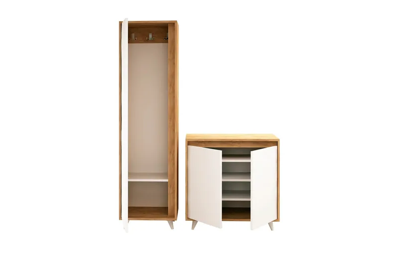 Mod Design Skänk och Bokhylla - Trä/Vit - Möbler - Hallmöbler - Möbelset för hall & entre