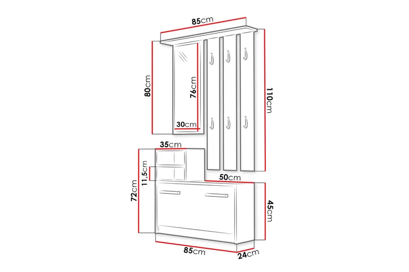 Nesebar Hallmöbel 85 cm - Trä - Möbler - Hallmöbler - Möbelset för hall & entre