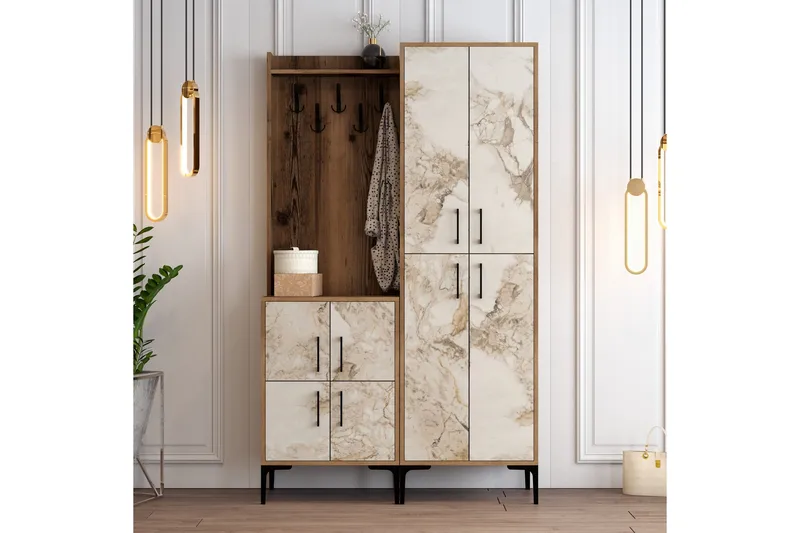Retzow Hallmöbelset 120 cm - Brun/Vit - Möbler - Hallmöbler - Möbelset för hall & entre
