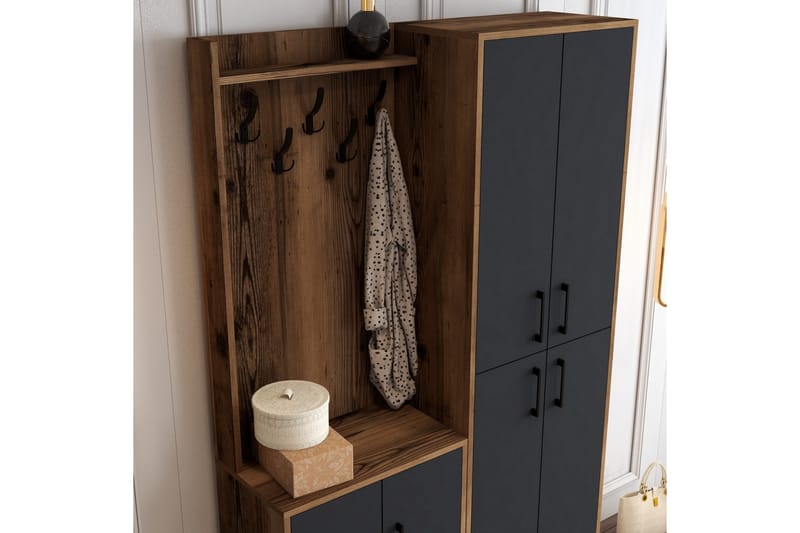 Retzow Hallmöbelset 120 cm - Mörkbrun/Antracit - Möbler - Hallmöbler - Möbelset för hall & entre